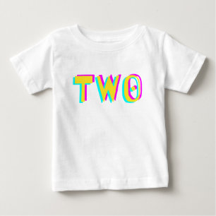 Modern 3D Två Gula Andra Födelsedags Baby T-Shirt