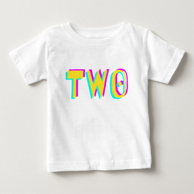 Modern 3D Två Gulter andra födelsedagen Baby T-Shi T Shirt (Framsida)