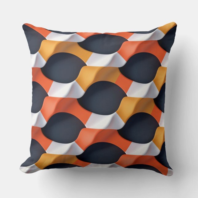 Modern 3D Wave Geometric Mönster i fetstilt Färg Kudde (Framsida)