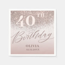 Modern 40-års födelsedagsfest Roséguld Glitter