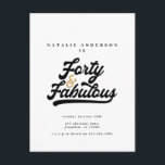 Modern 40-årsdag och fantastisk svartvit födelseda vykort<br><div class="desc">Modern 40:e födelsedagstidstyp,  svart och vit födelsedagsinbjudan. coolans recscript text monochrome design. En del av en samling.</div>