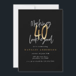 Modern 40-årsdag, svart och guld<br><div class="desc">Modern 40-årsdag,  typografi svart och guld,  födelsedagsinbjudan. Modern text,  monokrom design. En del av en samling.</div>