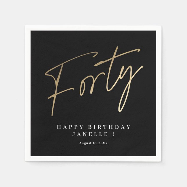 Modern 40-årsfödelsedag enkel stilren elegant pappersservett (Framsidan)