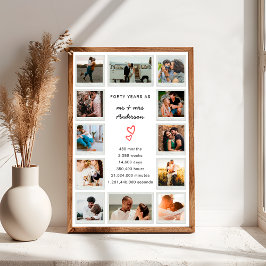 Modern 40-årsjubileum Anpassningsbar Photo Collage Poster