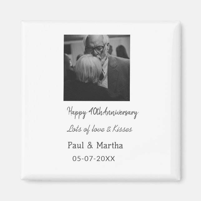 Modern 40-årsjubileum för lycklig lägger till namn magnet (Framsidan)