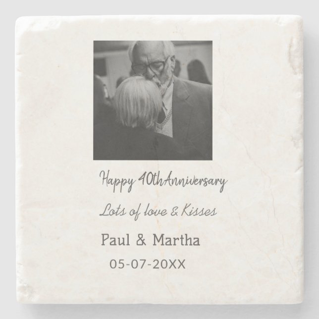 Modern 40-årsjubileum för lycklig lägger till namn stenunderlägg (Framsidan)