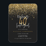 Modern 40-årstidstypografi glitter guld svart magnet<br><div class="desc">Modern 40-årstidstypografi svart och guld ger glitter födelsedagsinbjudan. Modern text,  monokrom design. En del av en samling.</div>