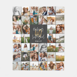 Modern 40-dagars multifotoskriptpresent fleecefilt