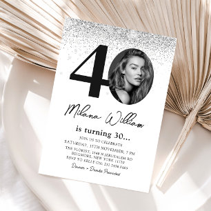 Modern 40:e födelsedag med fotoutbjudan Party Inbjudningar