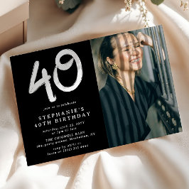 Modern 40:e födelsedag Party-foto Inbjudningar