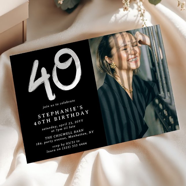 Modern 40:e födelsedag Party-foto Inbjudningar (Skapare uppladdad)