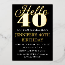 Modern 40:e födelsedag svart guldfärgad QR-kod fyr