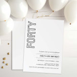 Modern 40:e födelsedagsinbjudan inbjudningar<br><div class="desc">Denna minimalistiska typografi med 40-årsdagen av festinbjudan är perfekt för en modern födelsedagsfest. Den enkla designen har klassiska minimalistiska svarta och vita typografier med modern känsla. Anpassade i alla färg. Behålla designen minimal och elegant, som den är, eller anpassa den genom att lägga till egna bilder och teckningar. Om du...</div>