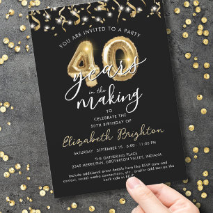 Modern 40:e födelsedagsskript - ballongströmmare inbjudningar