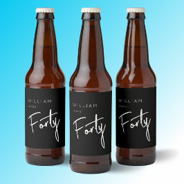 Modern 40:e fyrtioårsdagarsvecka svart på manarna ölflaska etikett