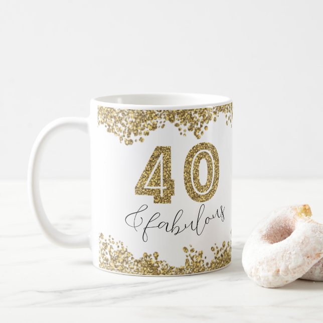 Modern 40 och Fabulous Guld Gitter-Personligen Kaffemugg (Med munk)