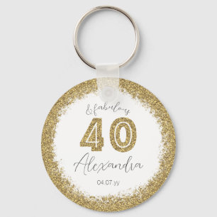 Modern 40 och Fabulous Guld Gitter-Personligen Nyckelring