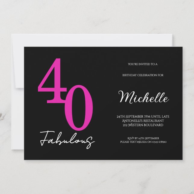 Modern 40 och fantastisk 40-årsfest inbjudningar (Framsida)
