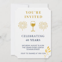 Modern 40th Birthday Milestone Invitation Card