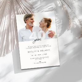 Modern 40th Wedding Anniversary with Photo Inbjudningar