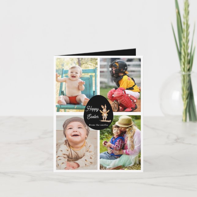 Modern 4 bild påsk helgkort (Framsida)