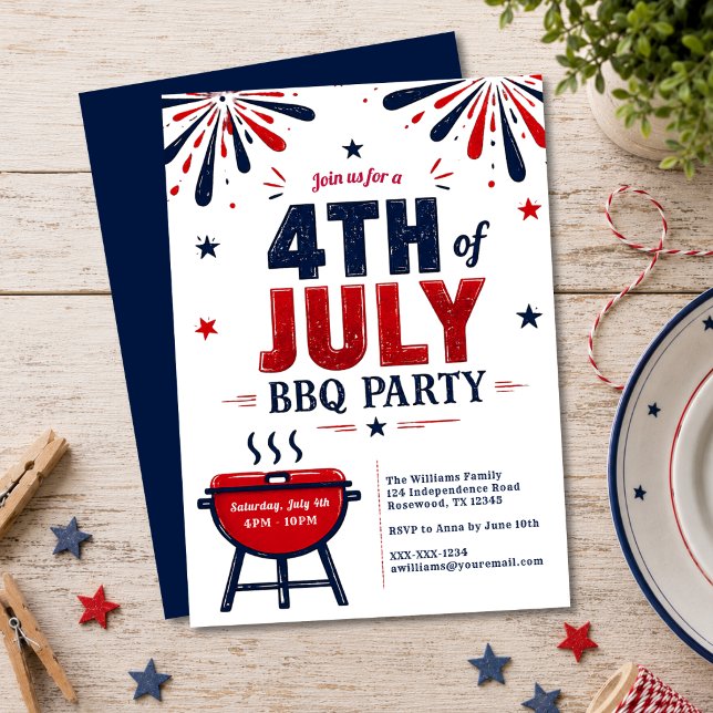 Modern 4:e juli BBQ-fest-inbjudan Inbjudningar (Skapare uppladdad)