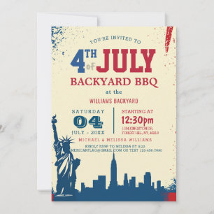 Modern 4:e juli-frihet för Backyard BBQ Inbjudningar