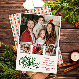 Modern 4-familjens foto God jul söt enkel Julkort