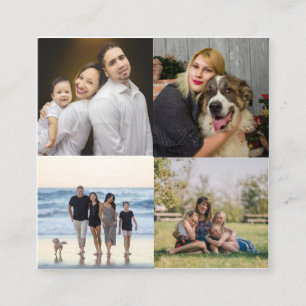 Modern 4-familjens fotokollage-Anpassningsbar Fyrkantigt Visitkort