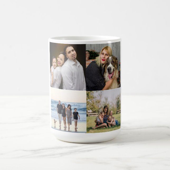 Modern 4-familjens fotokollage-Anpassningsbar Kaffemugg (Center)