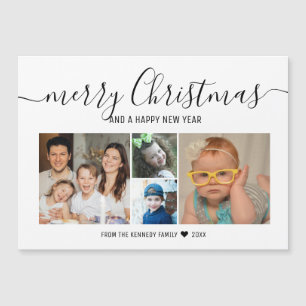 Modern 4-familjens fotokollage God jul-kort