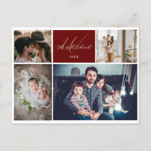 Modern 4-familjens fotopatron helg vykort