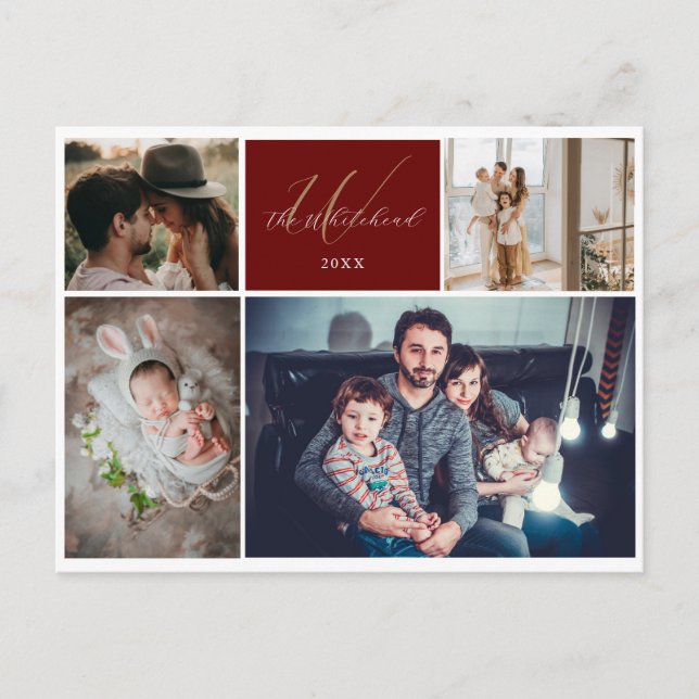 Modern 4-familjens fotopatron helg vykort (Framsida)