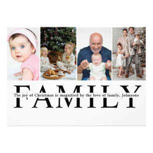 Modern 4-foto collage Familj julcitat Fototryck