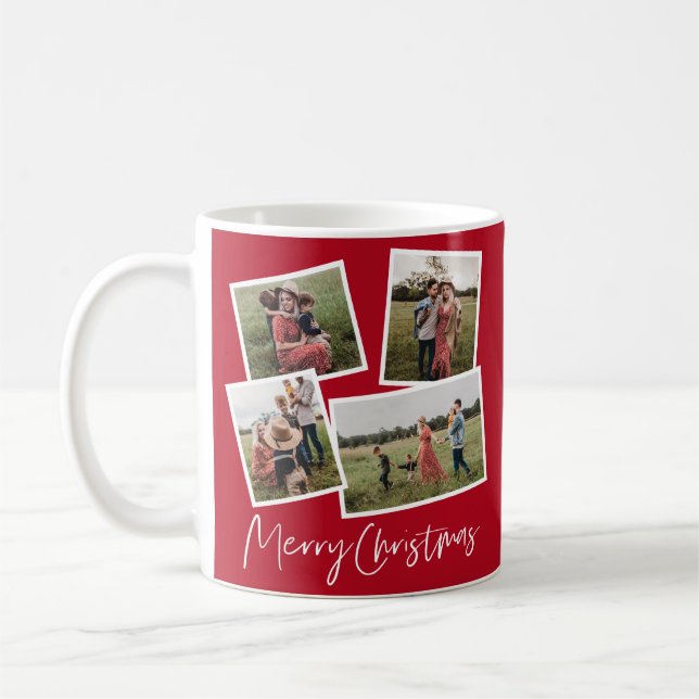 Modern 4 Foto Collage God Jul  Kaffemugg (Vänster)