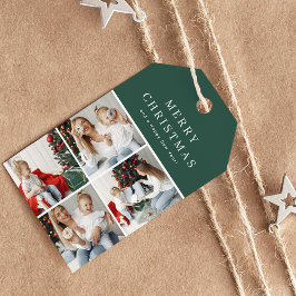 Modern 4 Foto Collage God Jul Presentetikett