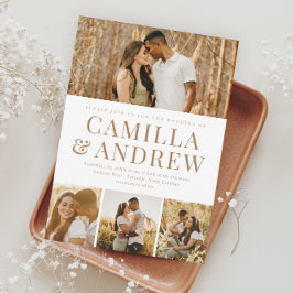 Modern 4 Foto Elegant Bröllop Inbjudningar