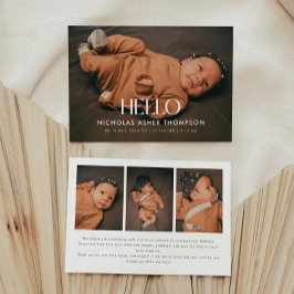 Modern 4-foto "Hej" Ny Bebis Födelse Meddelande