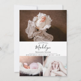 Modern 4-foto-Personlig Baby-födelse Meddelande