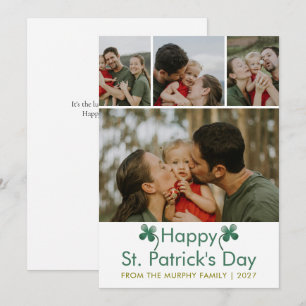 Modern 4 Foto St. Patricks Day Familj Julkort