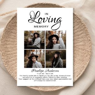 Modern 4 fotokollage-begravning tack kort