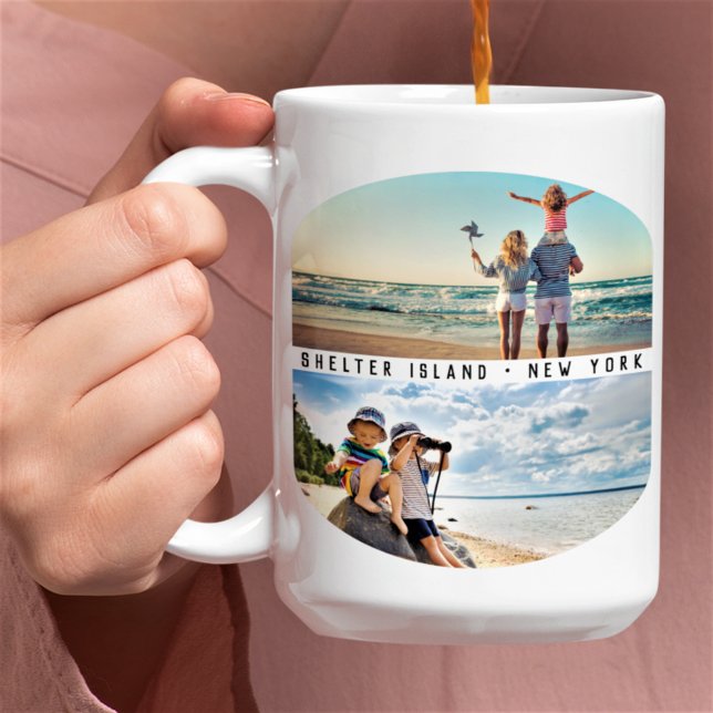 Modern 4-fotokollage | Familjevakuering Kaffemugg (Skapare uppladdad)