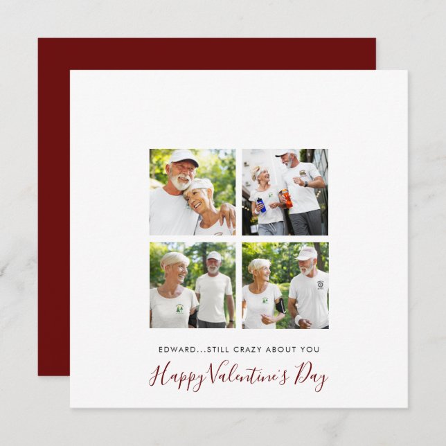 Modern 4-fotokollage Högre par Valentine Julkort (Fram/baksida)