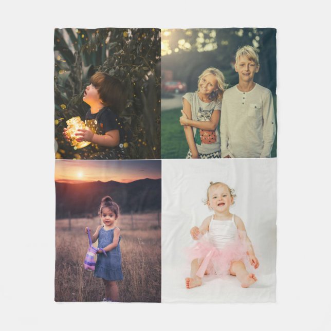 Modern 4-fotokollage-Personlig Fleecefilt (Framsidan)