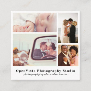 Modern 4-fotokollage Professionell Fotograf Fyrkantigt Visitkort
