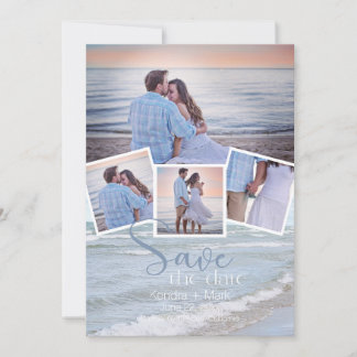 Modern 4 fotokollage typografi Spara datum Inbjudningar