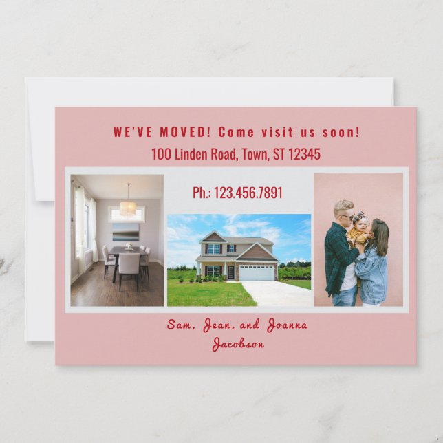 Modern 4-fotomeddelande om Flytta av Vi har flytta Meddelande (Framsida)