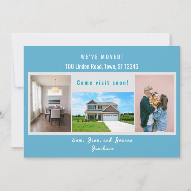 Modern 4-fotomeddelande om Flytta av Vi har flytta Meddelande (Framsida)