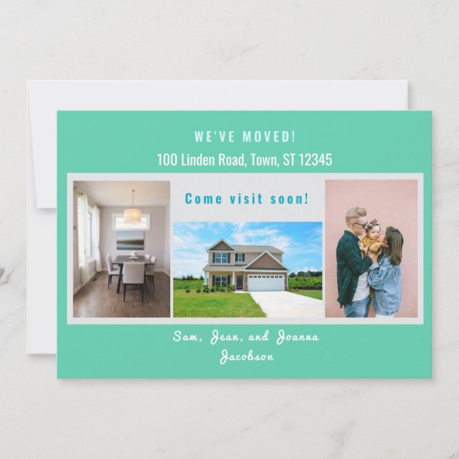 Modern 4-fotomeddelande om Flytta av Vi har flytta Meddelande (Framsida)