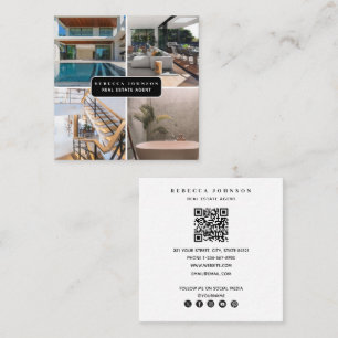 Modern 4-fotot, äkta Gods Agent QR-kod Fyrkantigt Visitkort